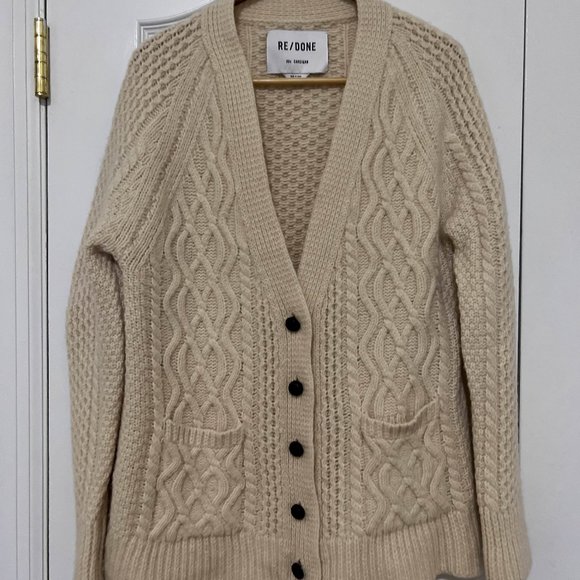 Re/Done Cream 90's Cardigan XS - Picture 1 of 10